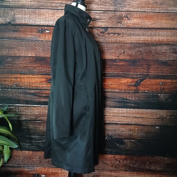 Eddie Bauer Jacket XL Black Lined Rain Trench Coat - Picture 8 of 12